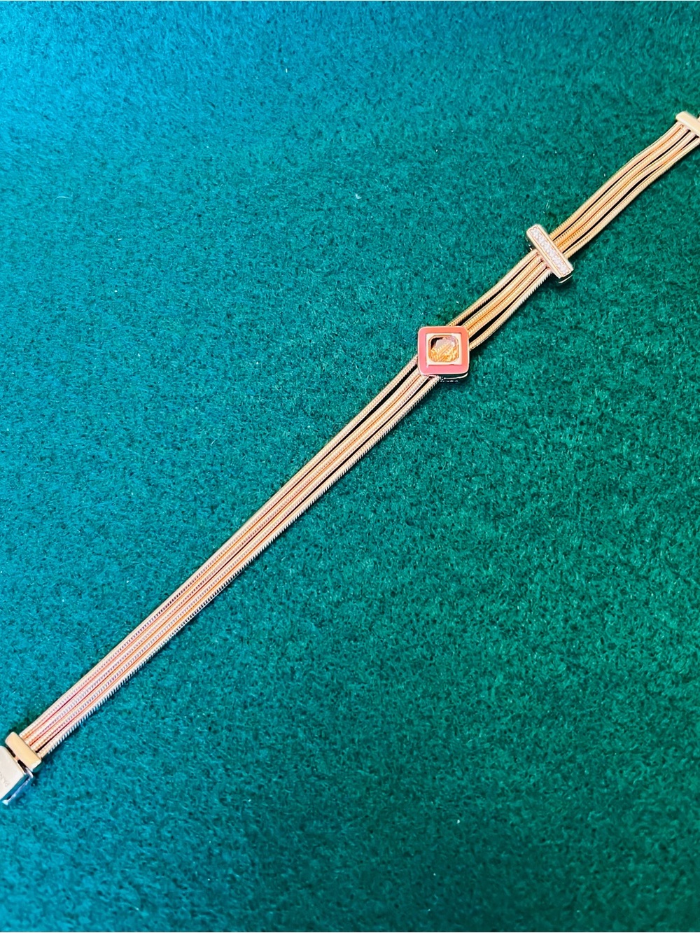Pandora Rose Gold-Tone Multi-Chain Bracelet with Pink and Yellow Accent